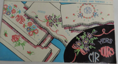 Vogart #661 Blossoms, Floral, Birds, Mrs./Mr., Mine/Yours, Good Night - 1940s