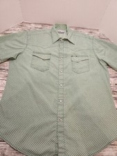Men's Wrangler Wrancher Button-up Shirt Short Sleeve Size XL Plaid Pearl Snaps