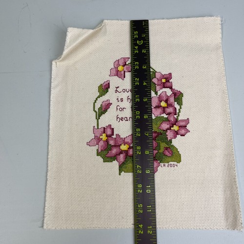 Completed Vintage Cross Stitch - Love is Home For The Heart - Signed LA 2004 - Picture 6 of 8