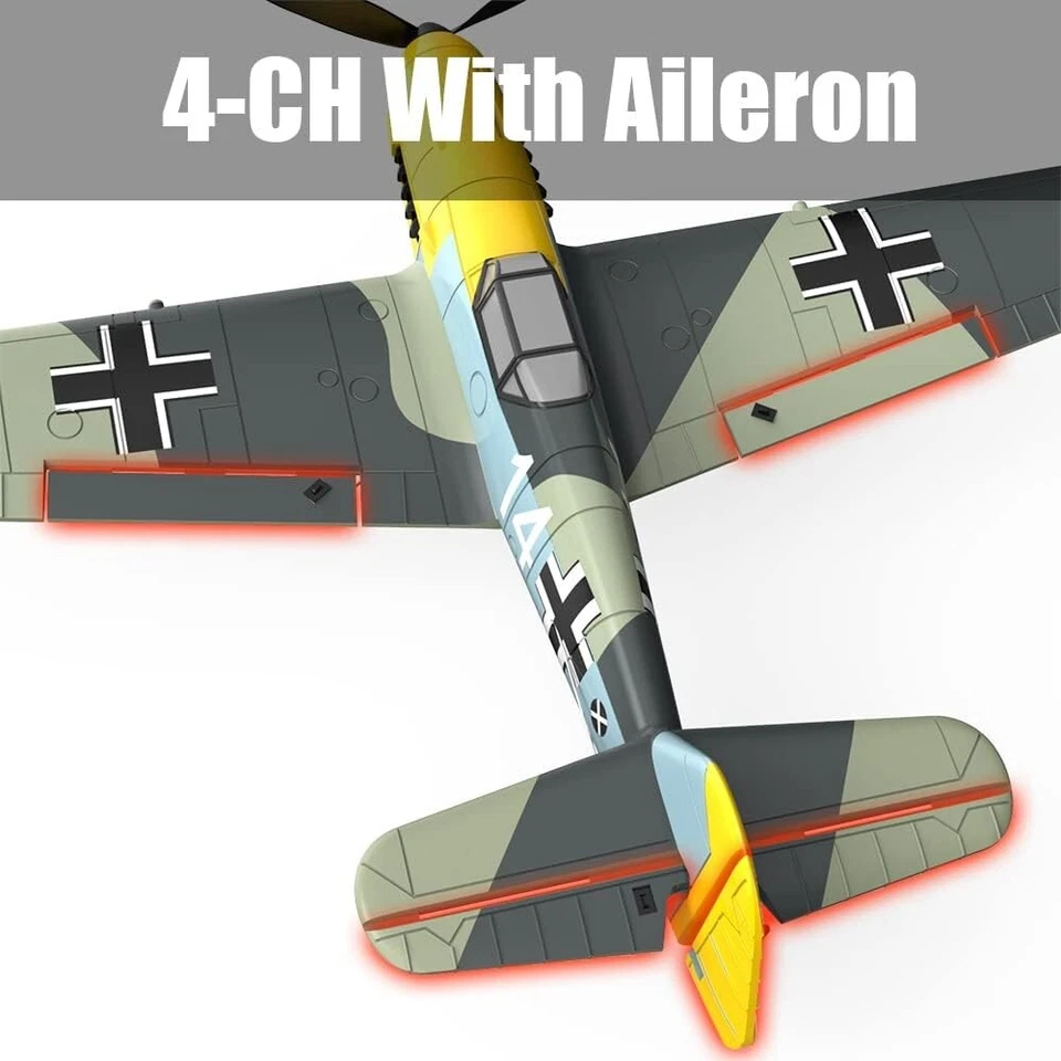 Volantexrc 2.4G RC Airplane 4CH BF-109 6-Axis Gyro Aerobatic RTF Glider Model - Image 3 of 4