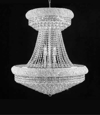 Made With Swarovski Crystal Chandelier 36" Large Lead Crystal Chrome Chandelier