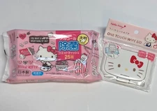 Hello Kitty Sanrio One Touch Wipe Lid & Alcohol Cleaning Big Wipes 25 sheets New