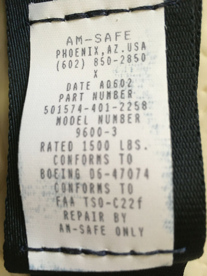 New, Pair Am-Safe Seat Belt Assemblies w/ Shoulder Harnesses, PN 501574 ...