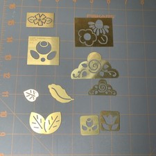 Lasting Impressions Set of 10 Brass Stencils Flowers Daisies Leaves Vintage 8