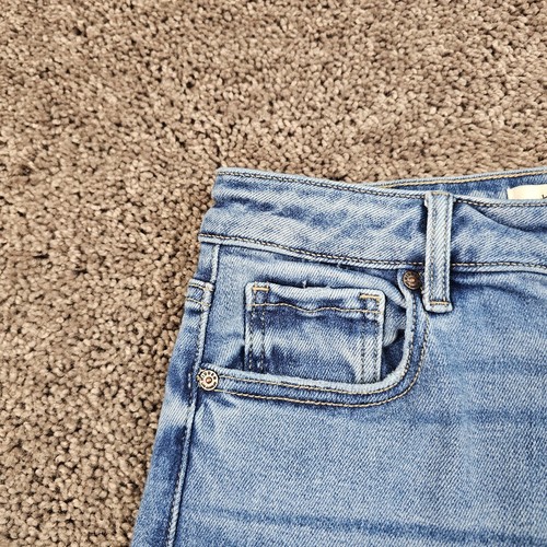 Hidden Jeans Women 27 Straight High Rise Light Wash Frayed Denim Stretch 25x28 - Picture 3 of 13