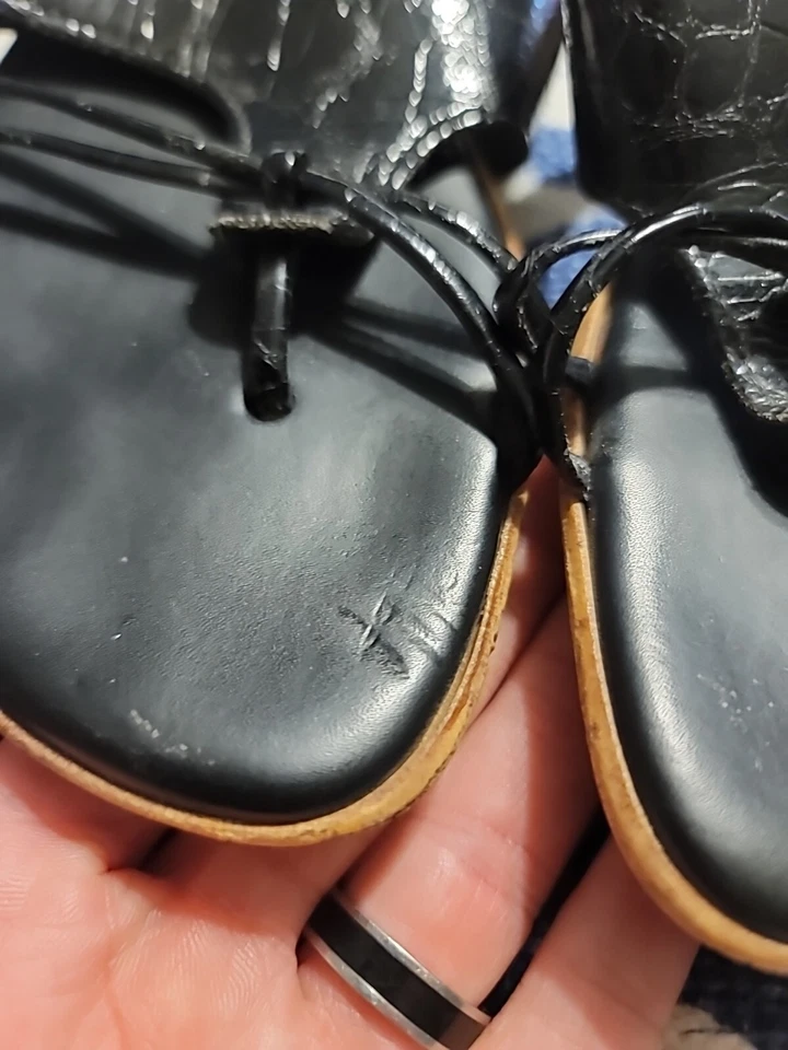 Sandalias Damiani's negras de cuña de corcho bajo talla 8 hechas en Italia Foto 4 de 4