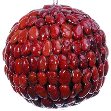 Bean Seed Mosaic Decorative Ball Ornament Natural Red Christmas Tree 454a