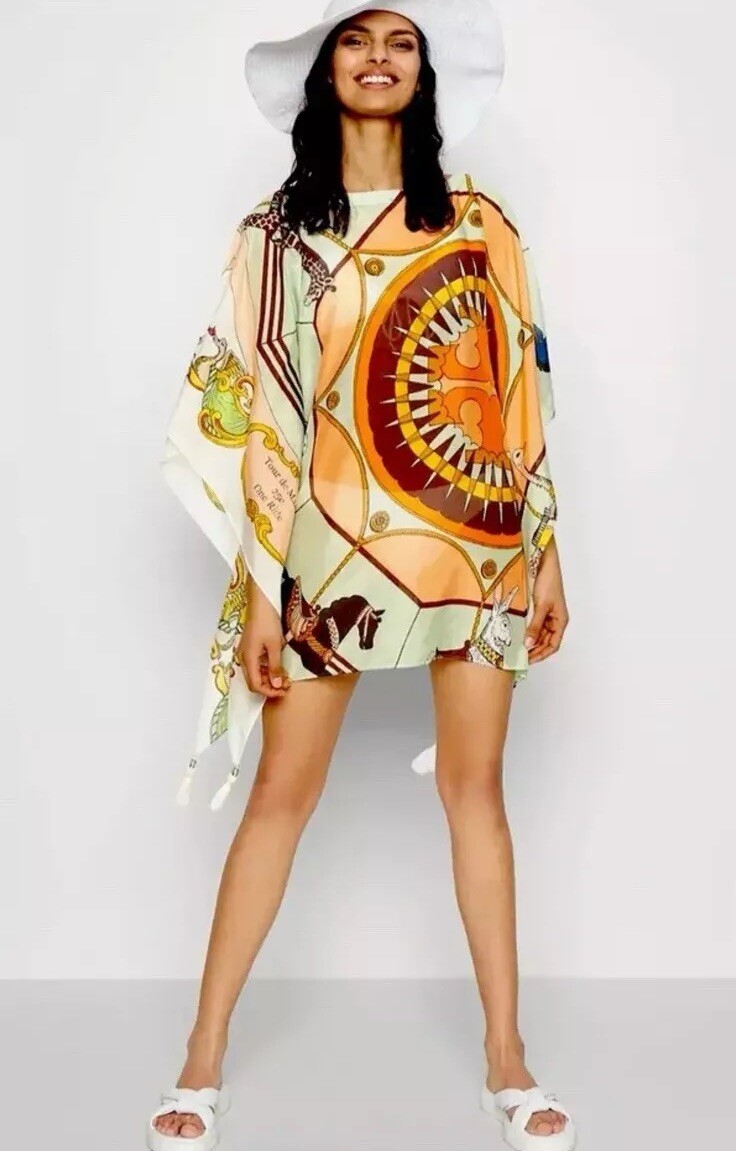 Tory Burch Tunic Printed Beach Caftan Cover up L Carousel  display picture 2