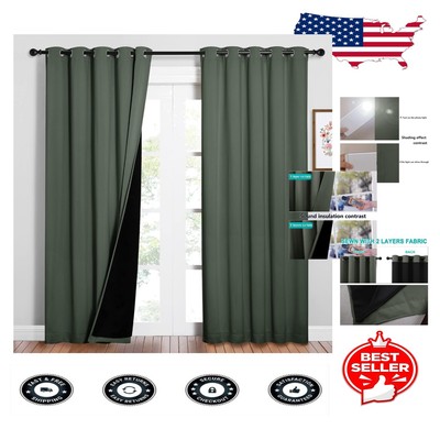 Noise-Reducing Blackout Drapes with Black Liner - 84'' L, 2 Panels, Dark Mallard
