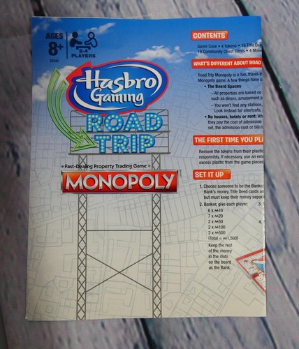Monopoly Road Trip Edition Board Game by Hasbro - Travel Board (8+) ~ Complete - Picture 8 of 8
