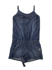 Justice Girls Dark Wash Denim Jean Romper Short One Piece Sz 14