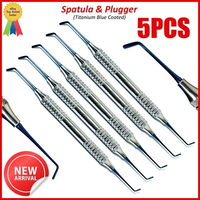 5Pcs Dental Composite Filling Instruments Spatula & Plugger Titanium Blue Tips