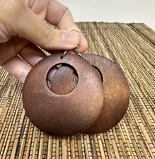 Brown Earrings Wood Earrings Hoop Wooden Earrings Bohemian Earrings Vintage
