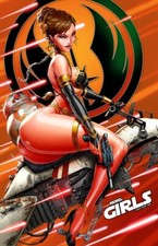 PRINCESS LEIA SPEEDERBIKE JEDI Art PRINT A HAND SIGNED Jamie Tyndall Star Wars
