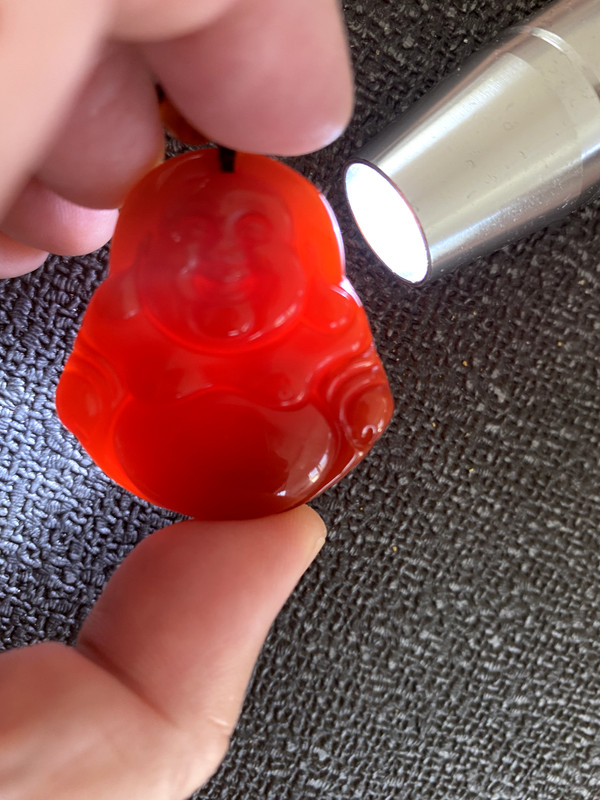 NEW CERTIFIED*RARE*GORGEOUS RED CARNELIAN JADE稀有天然玛瑙红玉佛公BUDDHA NECKLACE