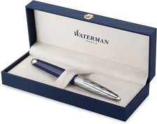 Waterman Carene Fountain Pen  Metal  Blue Lacquer  Chiselled Cap  18K Gold F