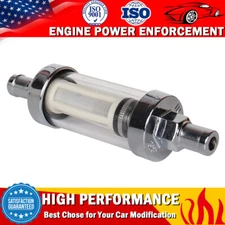 Universal 3/8" Chrome Glass Clearview Fuel Filter Petrol Diesel Inline Reusable