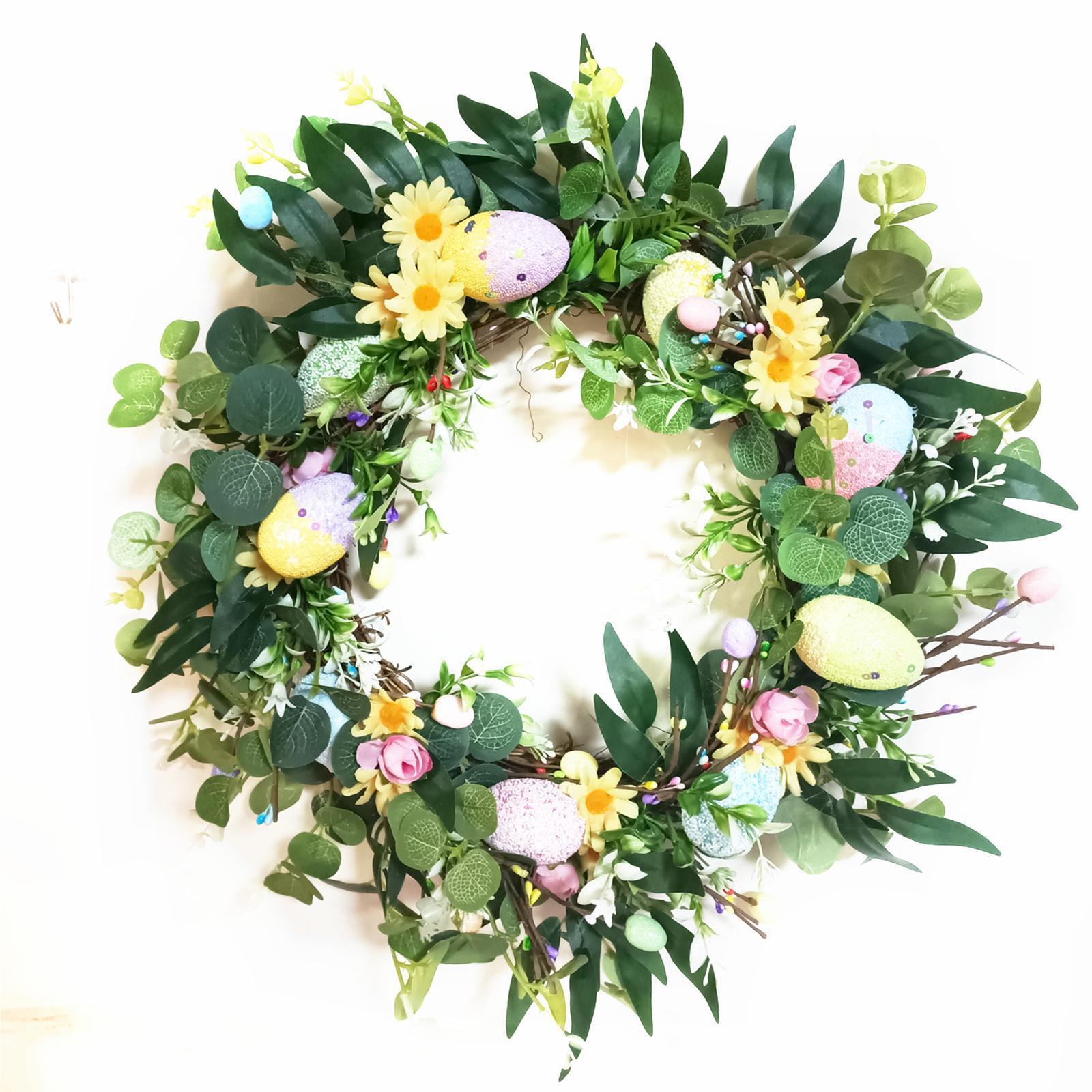 Easter Egg Wreath Greenery Leaves Artificial Flower Wreath Easter