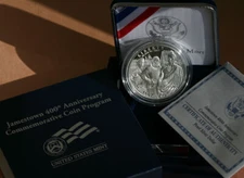 2007 P Jamestown 400th Anniversary Silver Dollar PROOF $1 Coin Box and COA