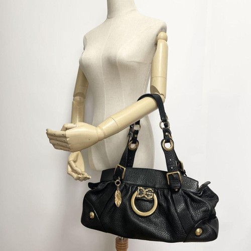 Dolce & Gabbana D&G DG Logo Leaf Leather Tote Bag Women Black Genuine - Picture 8 of 8