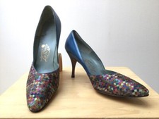 Vintage 1950's Joseph LaRose Woven Multicolor Stiletto Pumps Heels Deadstock