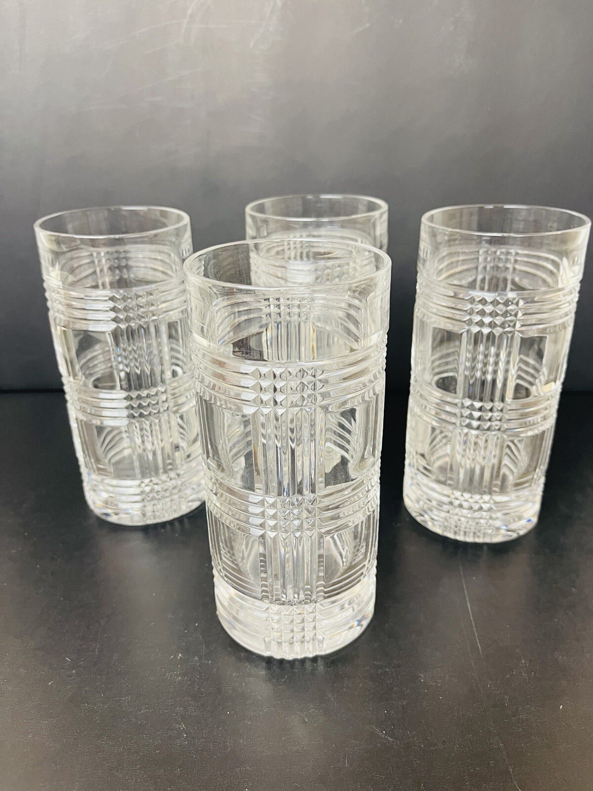 Ralph Lauren Crystal Glen Plaid 14 oz Highball Glasses Set of 4 | eBay