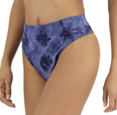 NWT JENNI Women's Seamless Ribbed Hi-Cut Thong Underwear Navy Tiedye