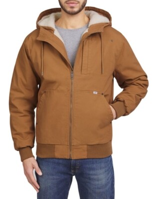 Lee Men's Sherpa Lined Jacket Workwear Bomber Hooded Canvas Size XL