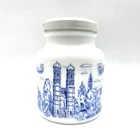 VTG German Milk Glass Hengstenberg Mustard Jar Munchen With Lid 3.75" Tall