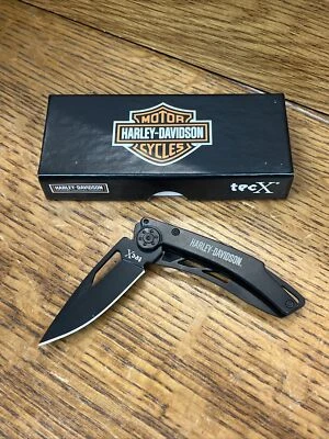NEW HARLEY-DAVIDSON New Case Tec X Black Stonewash framelock Motorcycle knife