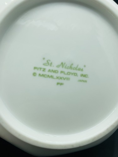 Fitz & Floyd 7" Octagonal Bowl St. Nicholas Gold Rim Santa Christmas Tree 1977 - Picture 7 of 17