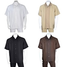 Men's Summer 2-piece Set Casual Shirt  Pants Walking Suit 4 Colors Sizes M-6X