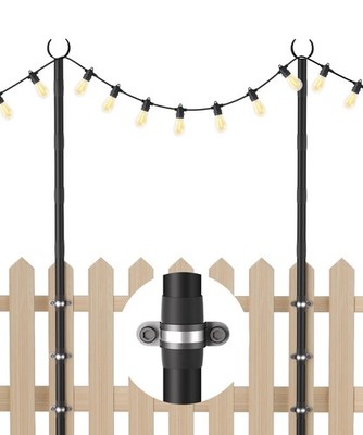 Tigerden 10Ft String Light Poles For Fence Deck Railing Outdoor Light Stand