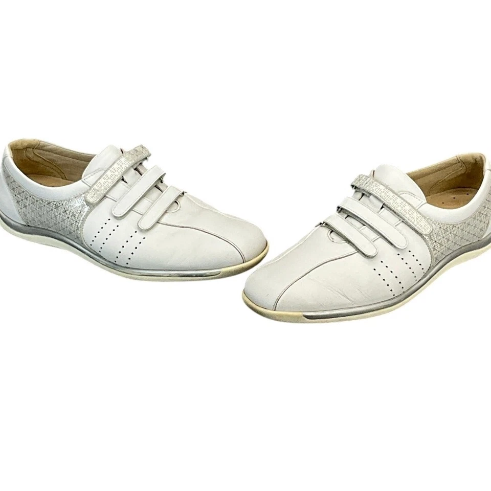  Zapatillas deportivas SAS Race Time Walking blancas plateadas de cuero sin cordones para mujer 11  Foto 4 de 4