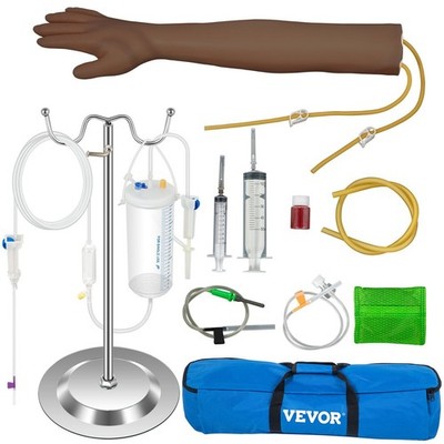 Student Phlebotomy Practice Arm Kit Dark Skin 40.5-68.5cm Compact Design