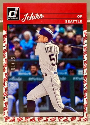 JERSEY NUMBER MATCH! 2023 Panini Donruss Ichiro Suzuki 51/100! 100 EMOJI!