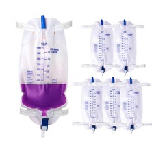 6-Pack 1000ml Catheter Leg Bags, Urinary Drainage Bag with Anti-Reflux Chambe...