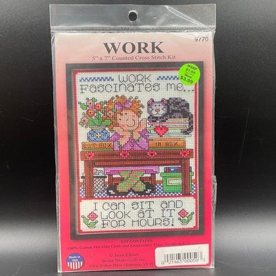 Design Works WORK Fascinates Me Cross Stitch Kit Office Humor Quote