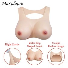 Silicone Fake Boobs Hollow Back Breast Forms Chest Enhancer Drag Queens Cosplay