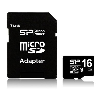 16GB Silicon Power MicroSD Memory Card SDHC Class 10 w / SD Adapter 40MB/Sek.