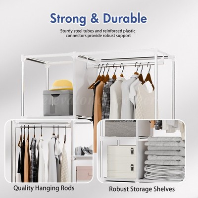 Non-Woven Fabric Wardrobe Closet Organizer with Drawers Shelves Portable Storage
