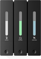 Shampoo and Conditioner Dispenser - Wall-Mounted 3-Chamber Shower Soap Black