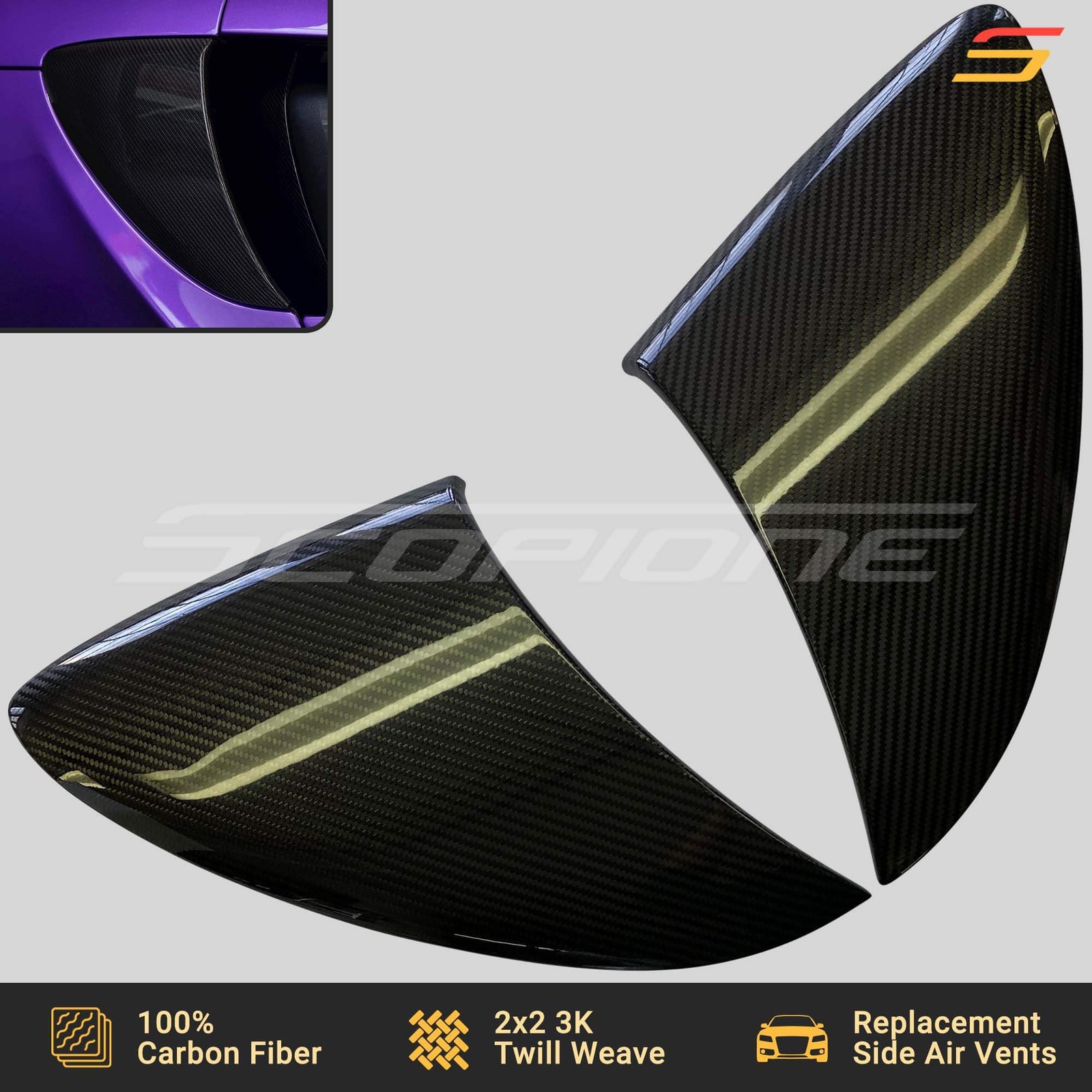 Scopione Carbon Fiber Side Air Intake Covers for McLaren 540C 570GT 570S 600LT