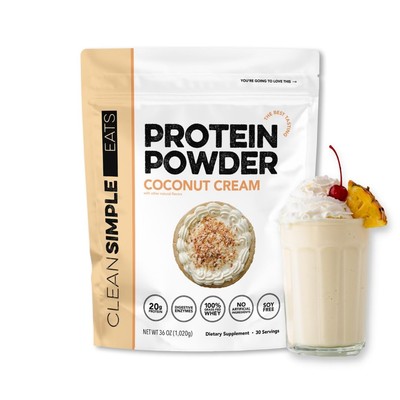 Clean Simple Eats Whey Protein Powder, Coconut Cream Flavor Naturally Sweetened