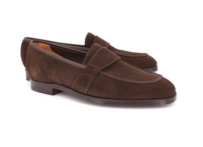 NEW WITH BOX | $850 GEORGE CLEVERLEY OWEN US 8 UK 7 E DARK BROWN SUEDE LOAFER