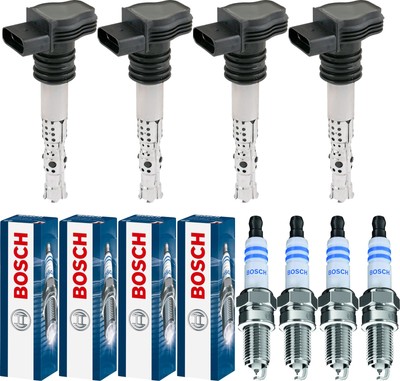4x METZGER Zündspule+BOSCH Zündkerze für Toyota Auris Kombi _E18_ 1.8 Hybrid