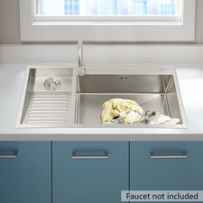 100 48cm Laundry Utility Sink w/ Washboard Stainless Steel Kitchen Sink Faucet