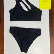 Black One Shoulder Cut Out Bikini Two Piece Swimsuit