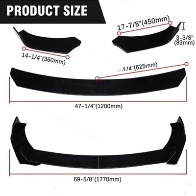 For Ford Fusion SE Front Bumper Lip Spoiler+Side Skirt+Rear Lip+Strut+Rods