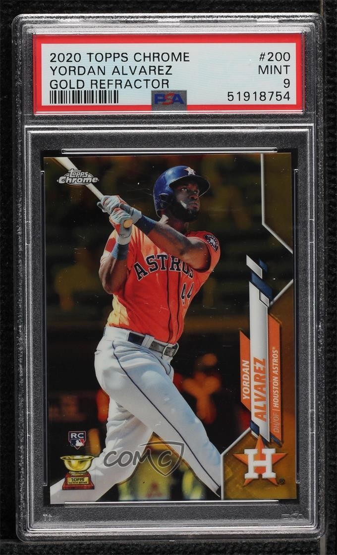 2020 Topps Chrome Gold Refractor 42/50 Yordan Alvarez PSA 9 MINT Rookie RC v9t